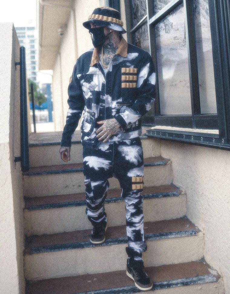 THE HIDEOUT CLOTHING + Rifle Cloud Bleached Denim Jacket HDTCLTHNG ...