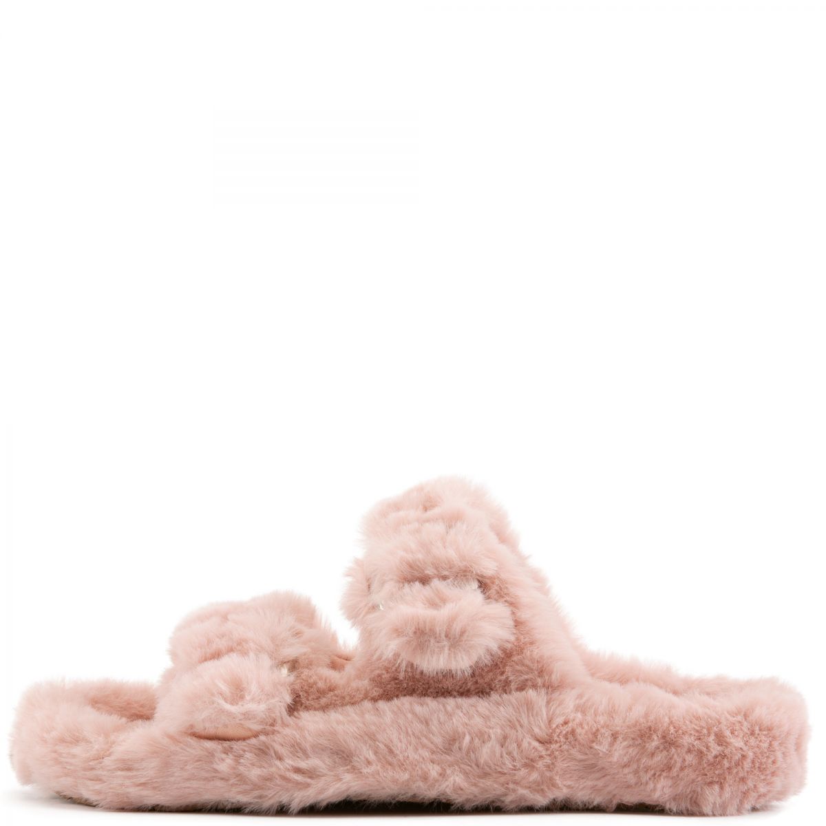 2 strap fur sandals