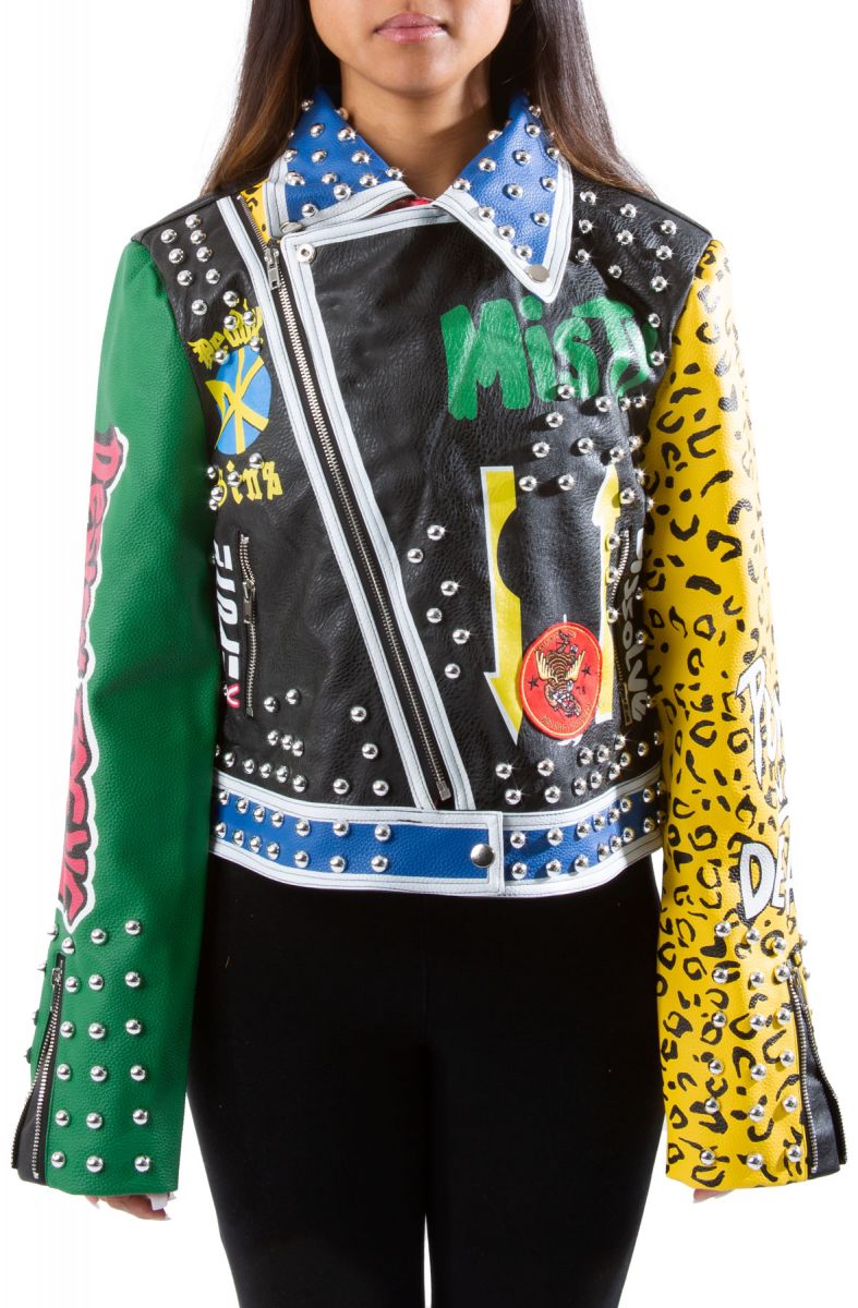 AZALEA WANG Cry Baby Leather Jacket CRYBABY-BLU-MUL - Karmaloop