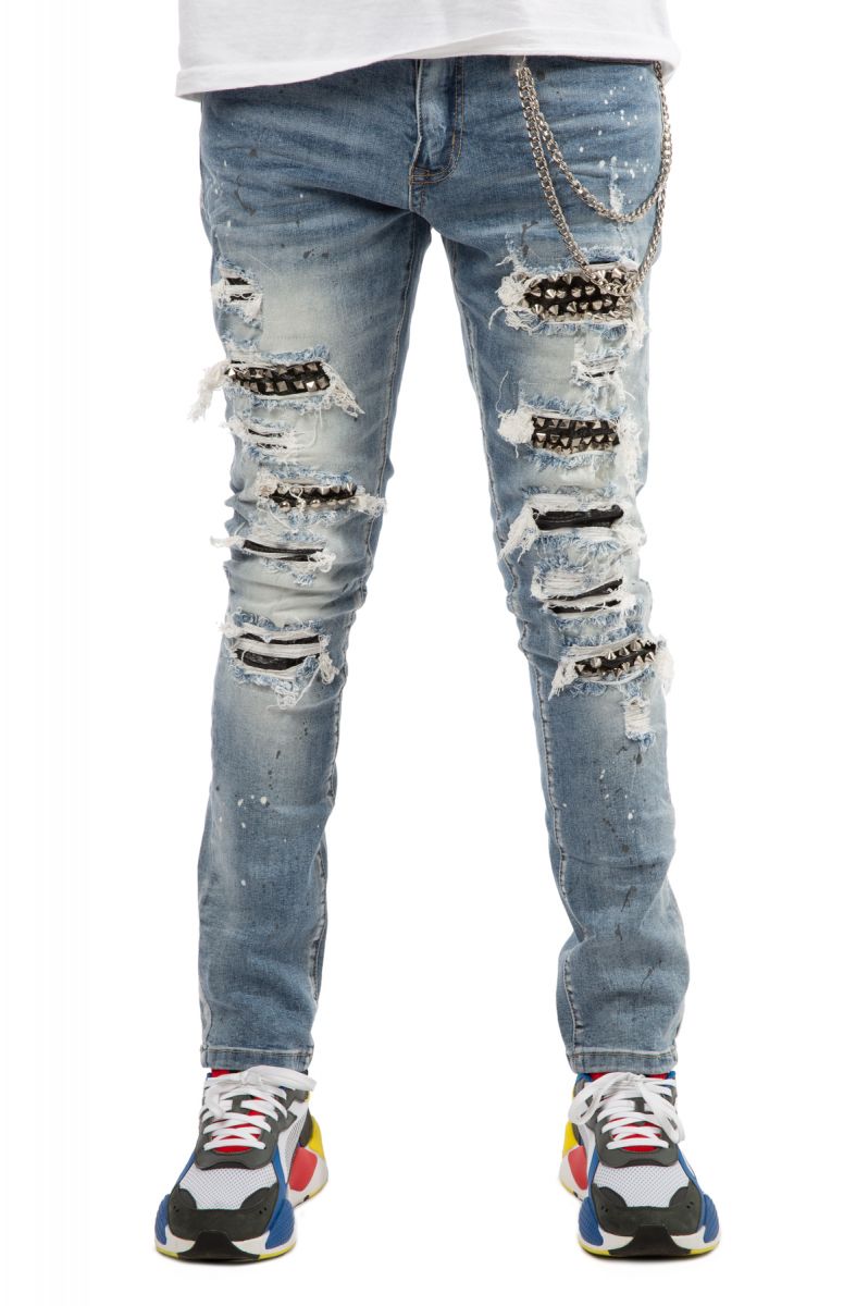 SMOKE RISE Chainmail Jeans JP20636HBLUE Karmaloop