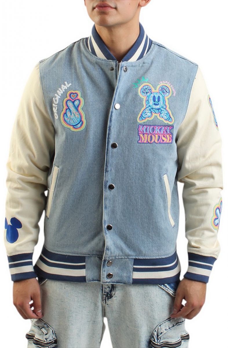 Maxima Ms Jacket MAXIMA Mickey Mouse Denim Varsity Jacket MY60205-DLN - Karmaloop