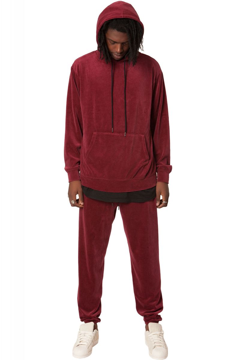 burgundy velour suit