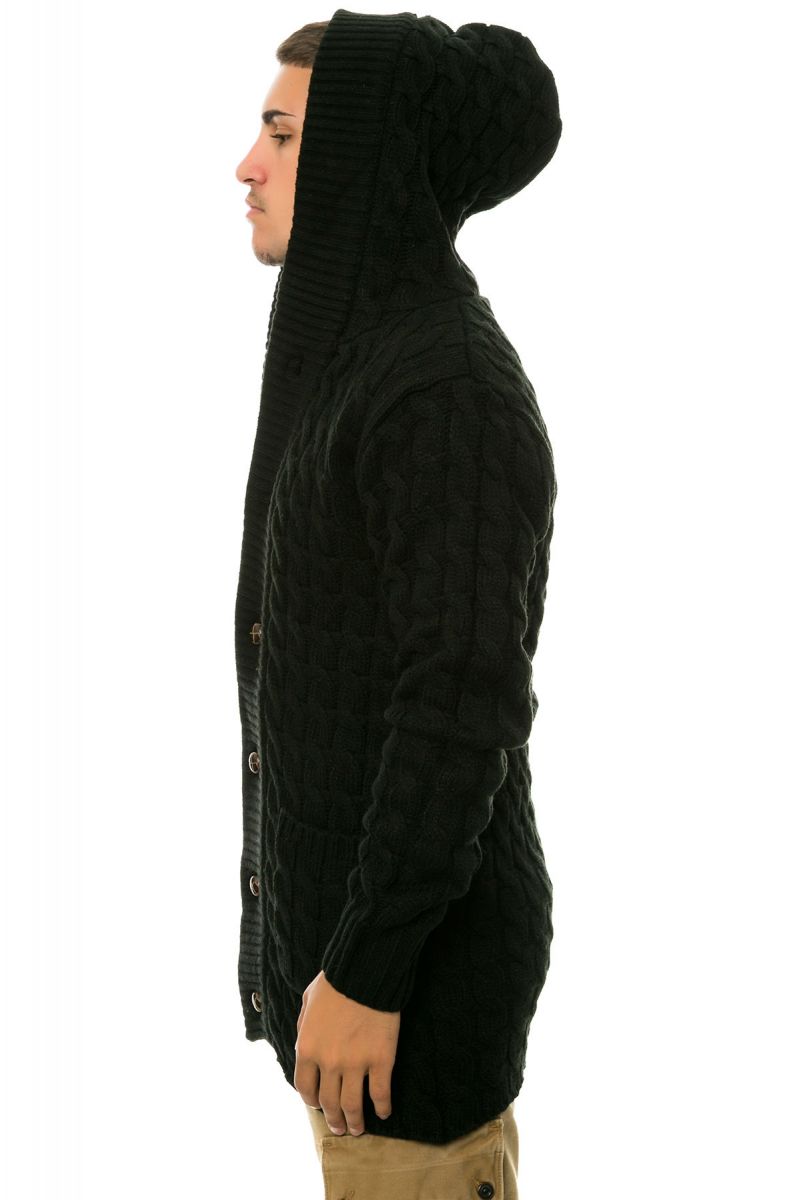 BLC The Hooded Cardigan in Black 40BLK PLNDR