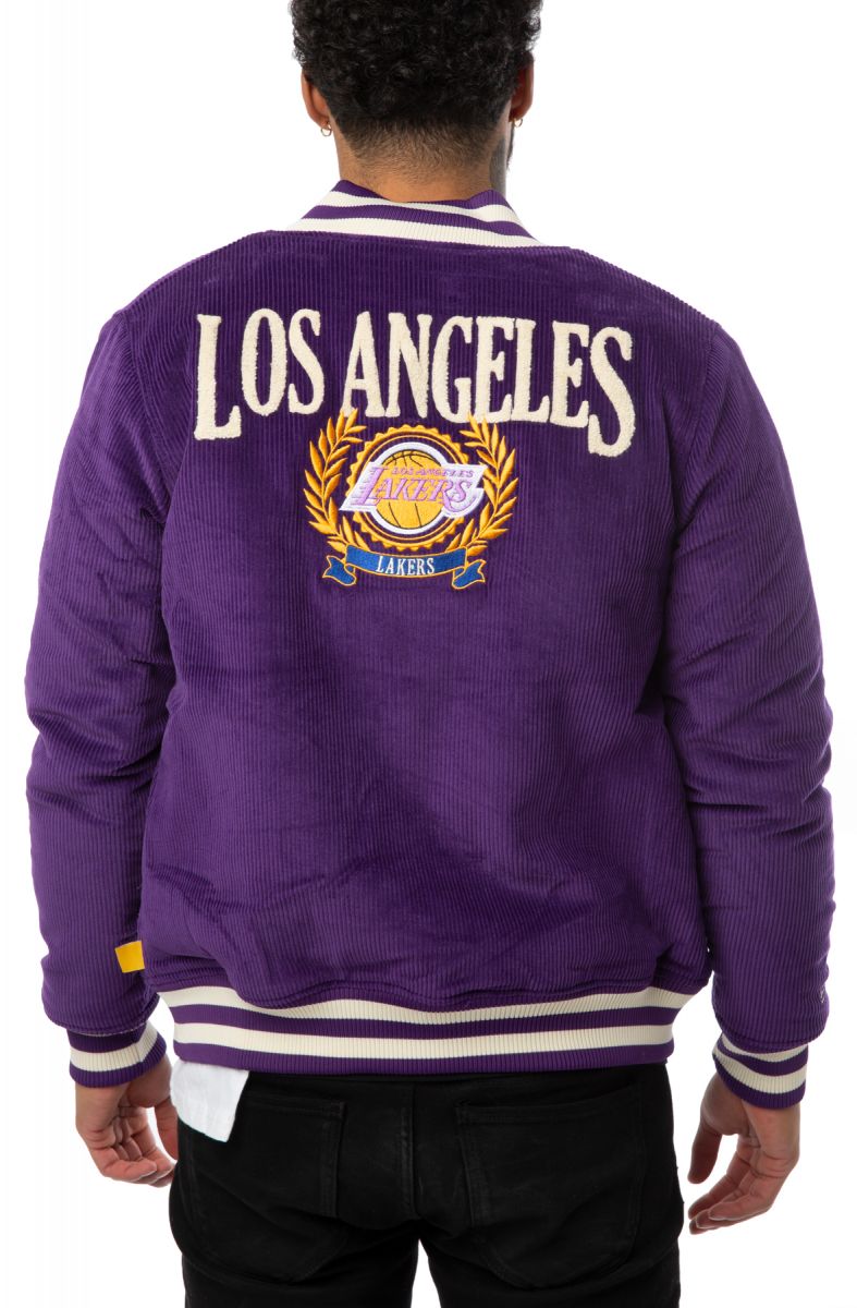 Authentic NBA Los Angeles Lakers JH Design Cotton Embroidered Jacket Black Purpl - S