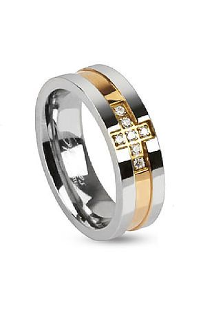 MONSIEUR The Two Tone Cross Band Ring - Gold RRM3006R-6 - Karmaloop