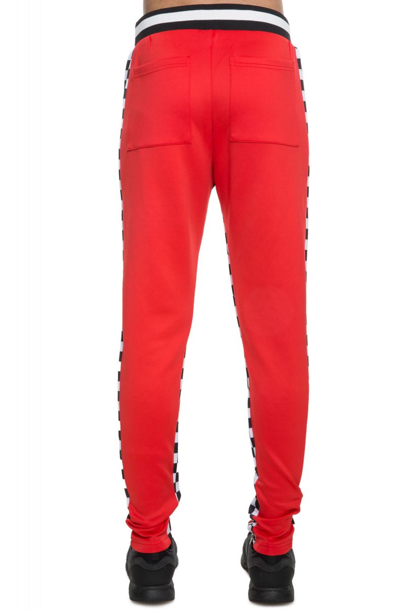 WELL KNOWN The Brisco Track Pants in Red Checker 171-8104 - Karmaloop