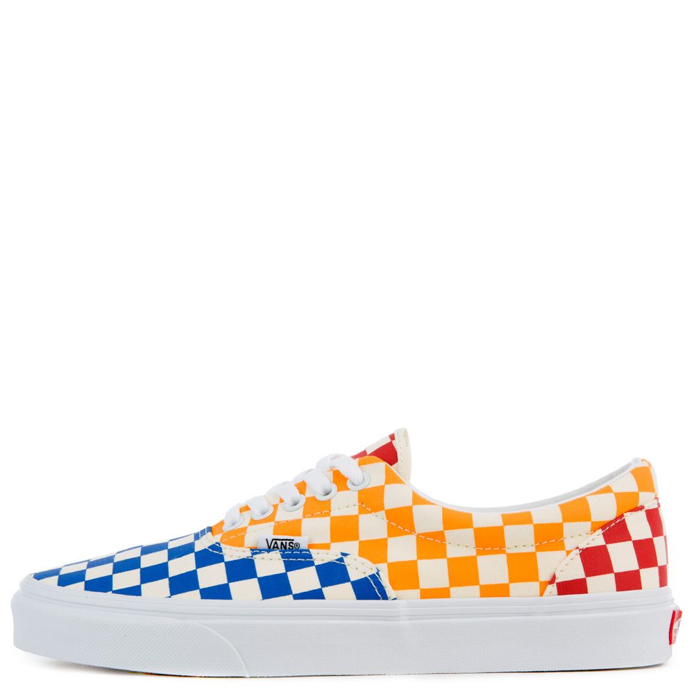 colorful checkerboard vans