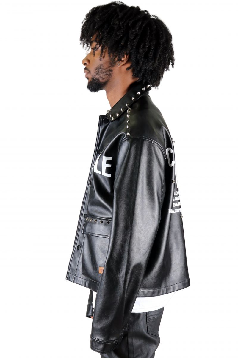 KLEEP DRAKON Faux Leather Crop Top Jacket KJ-8020-DRAKON - Karmaloop