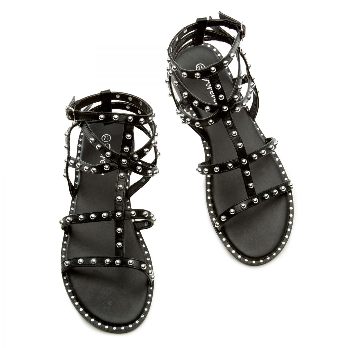 FOREVER LINK INTERNATIONAL Ding-21 Gladiator Flat Sandals DING-21-BLK -  PLNDR, image size:1200x1200