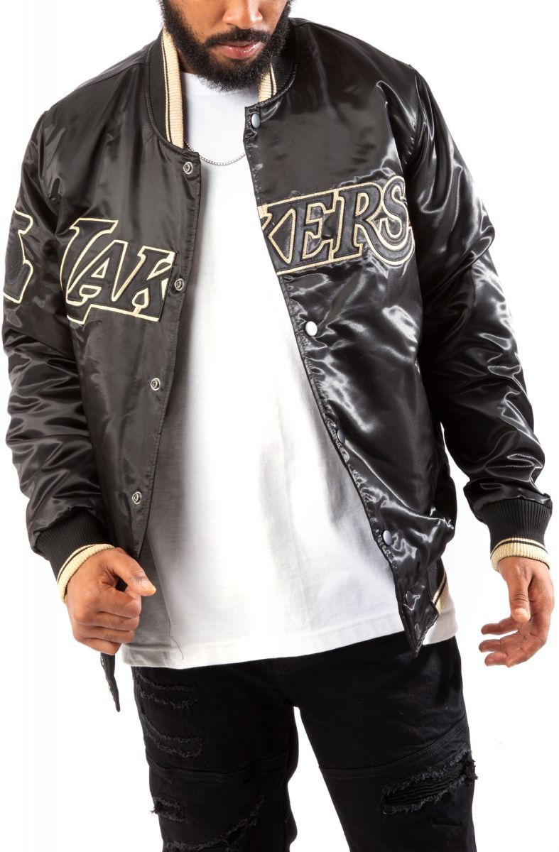 JH Design Men's Los Angeles Lakers Black Varsity Jacket, Medium