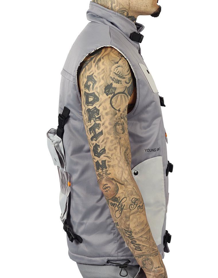 HIDEOUT YK Tech Utility Puffer Vest HDTCLTHNG-A48574-CIRCUITGREY ...