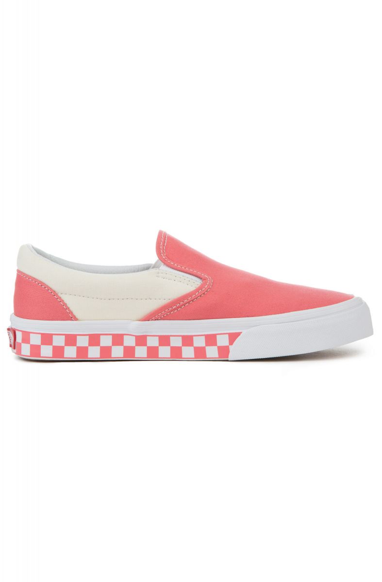 coral checkered vans
