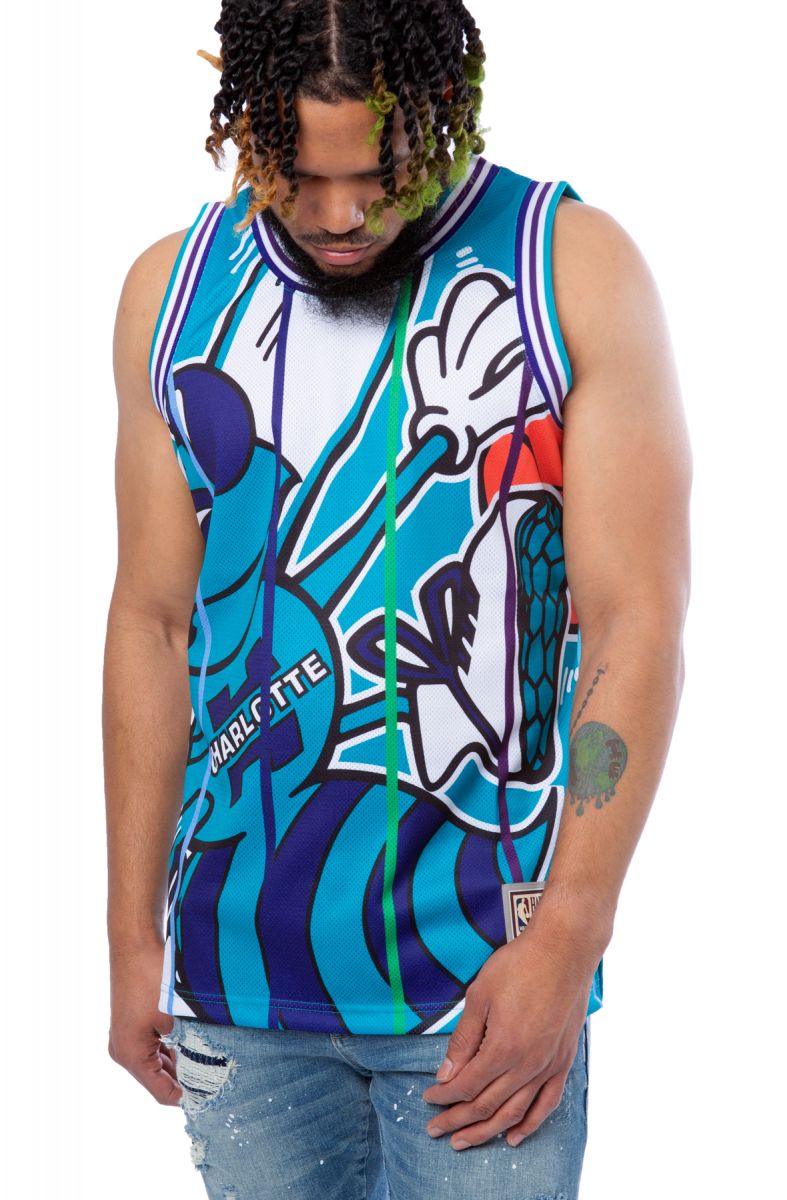 Brand New Men's Mitchell & Ness NBA Charlotte Hornets Sublimated Shirt  Jersey M