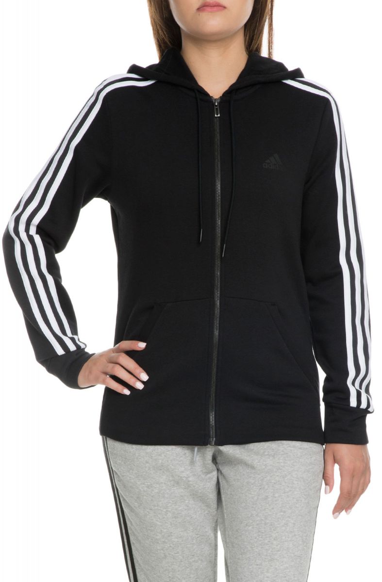 adidas black 3 stripe hoodie women's