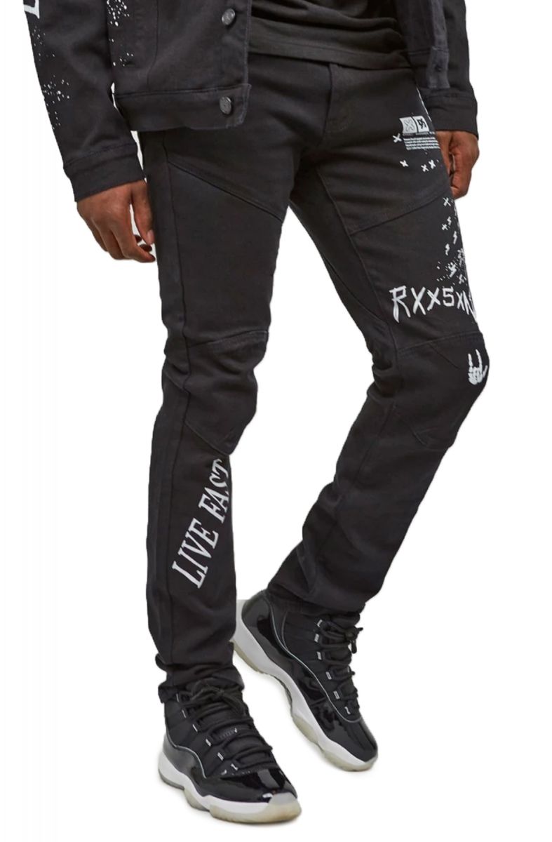 black scratch jeans