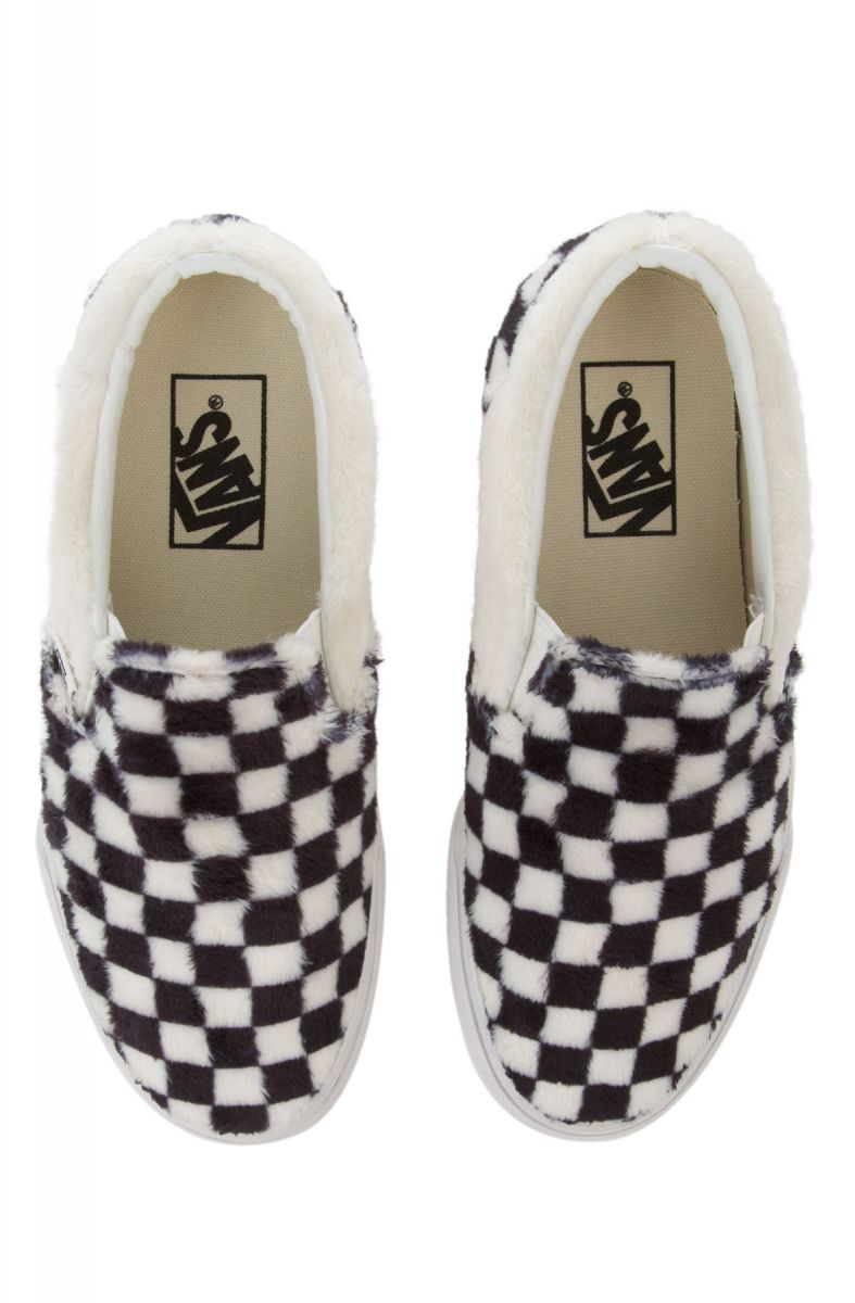 VANS The Women's Classic Slip-On Sherpa Checkerboard in Black and True ...