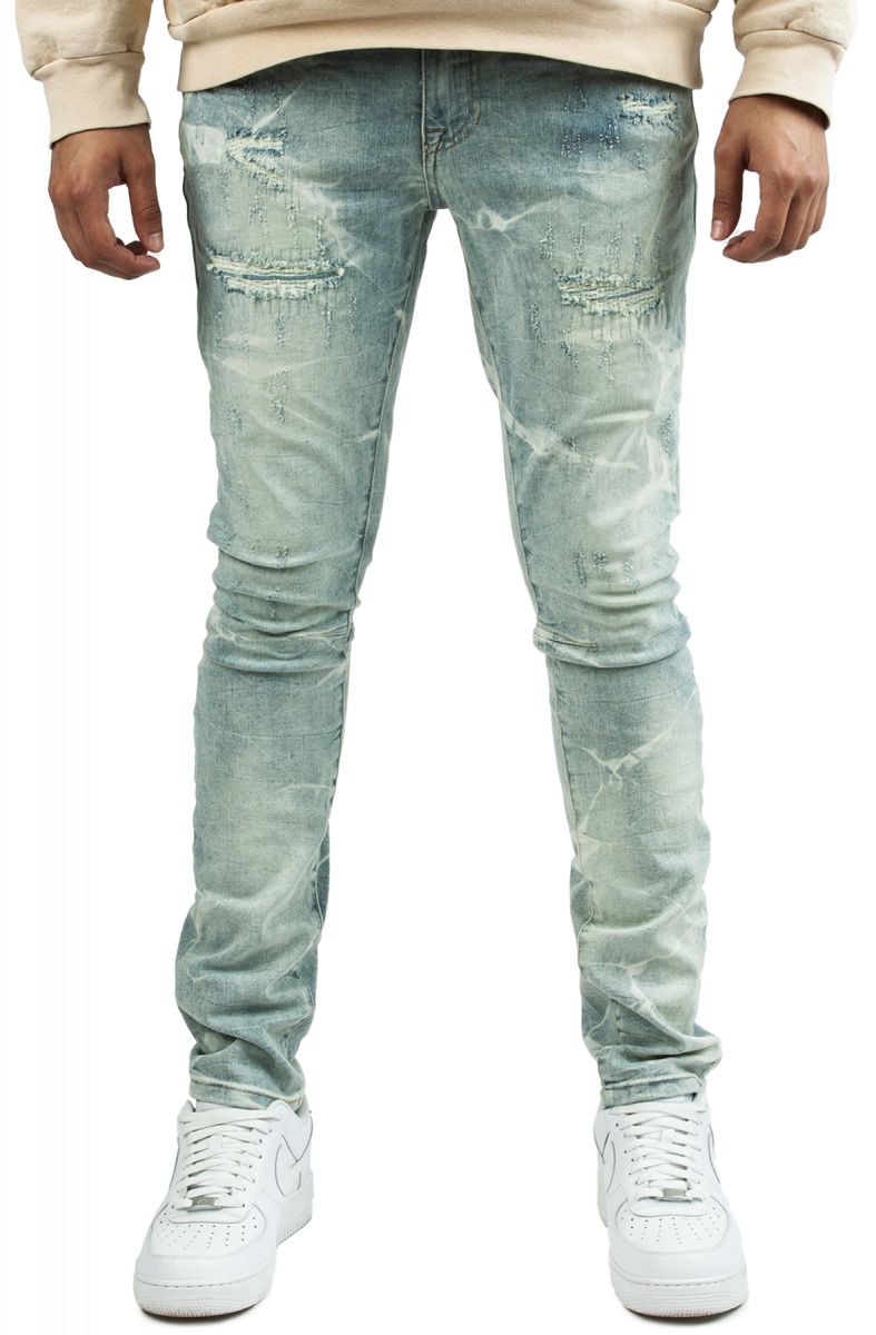 SMOKE RISE Scratch Distressed Jeans JP-22508SK-BLUE - Karmaloop