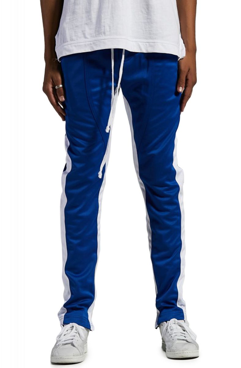 navy blue and white track pants