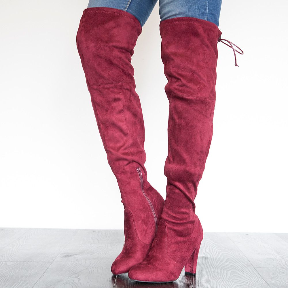 WILD DIVA Amaya-01 High Heel Boot AMAYA-01/BURGUNDY - PLNDR