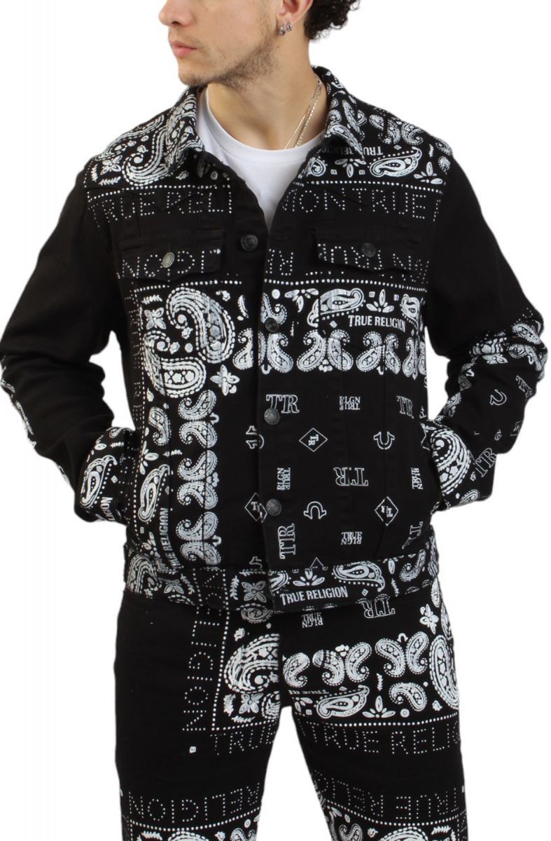 TRUE RELIGION Jimmy Paisley Denim Jacket 108170-BLK - Karmaloop