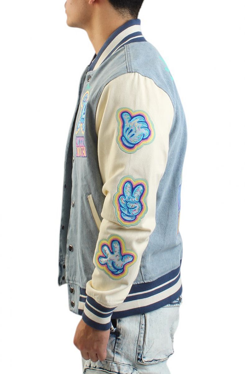 Maxima Ms Jacket MAXIMA Mickey Mouse Denim Varsity Jacket MY60205-DLN - Karmaloop