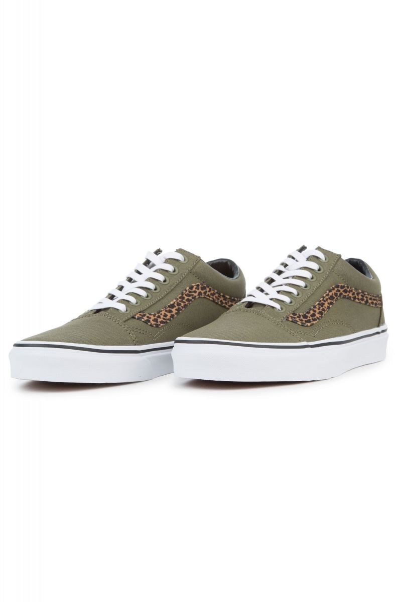 vans shoes women size 7. Army green with Cheetah Print.
