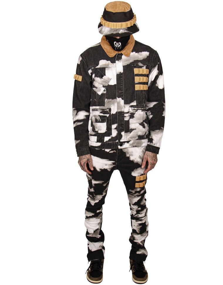 THE HIDEOUT CLOTHING + Rifle Cloud Bleached Denim Jacket HDTCLTHNG ...