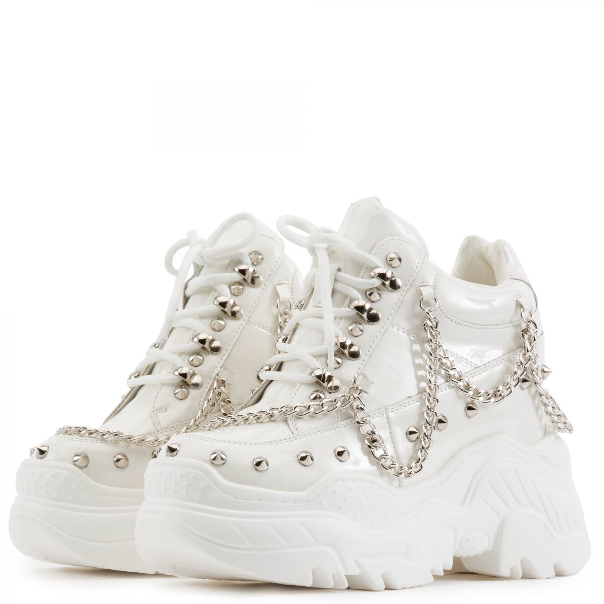 Anthony Wang Space Candy Platform Sneakers with Studs Black Patent