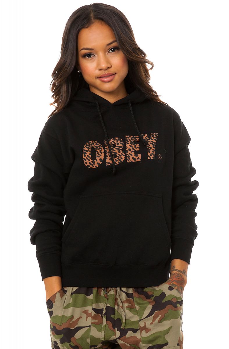 Obey Hoodie The Obey Cheetah Font Logo Pullover in Black (Exclusive)