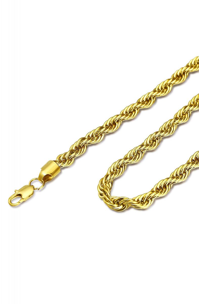 SPOILED PEASANTS 8 MM Stainless Steel Twist Rope Gold Chain TG22CCN1