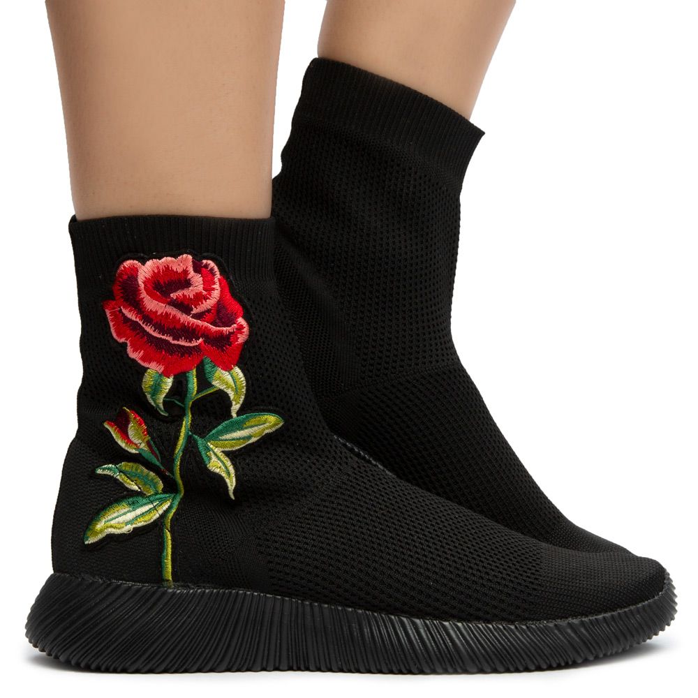Geezy-9 Women's Flower Print Socks Booties