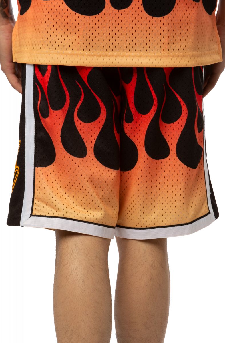 Men's Los Angeles Lakers Mitchell & Ness Black 2009/10 Flames Swingman  Shorts