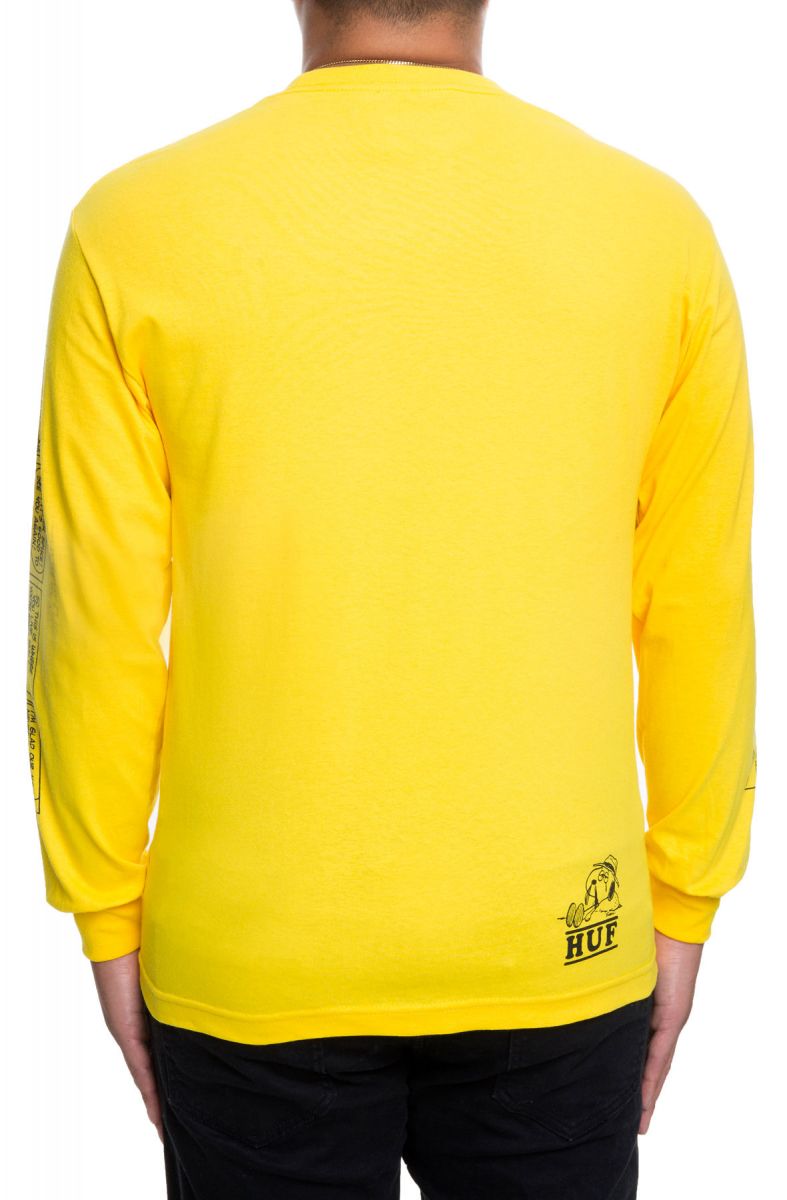 HUF The Peanuts Spike Strips Long Sleeve in Yellow TS00685YELLW