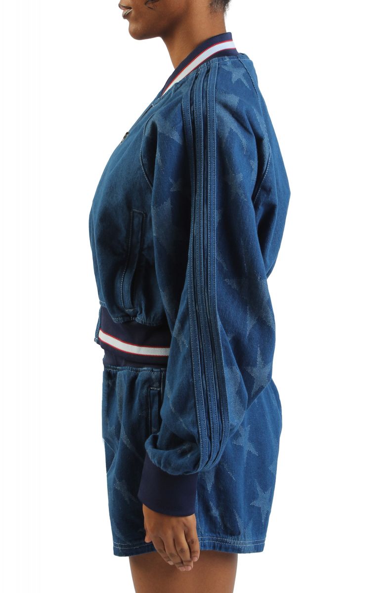 ADIDAS Demin Varsity Bomber Jacket KE2346 - Karmaloop ADIDAS Demin Varsity Bomber Jacket KE2346 - Karmaloop