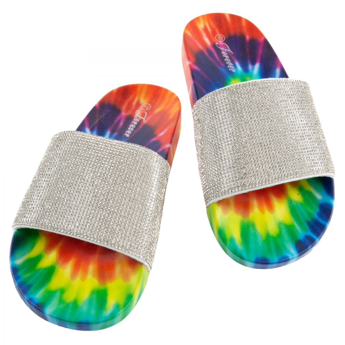 Tie dye rhinestone discount slides