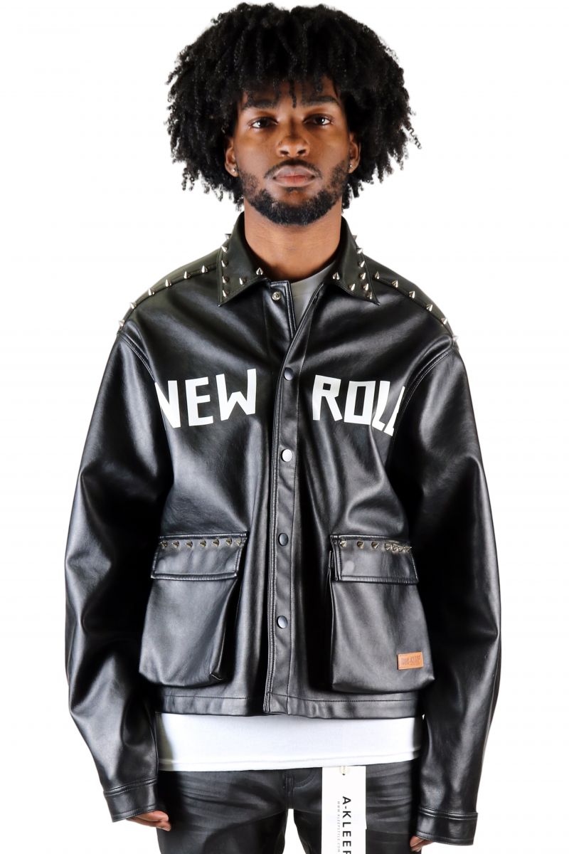 KLEEP DRAKON Faux Leather Crop Top Jacket KJ-8020-DRAKON - Karmaloop