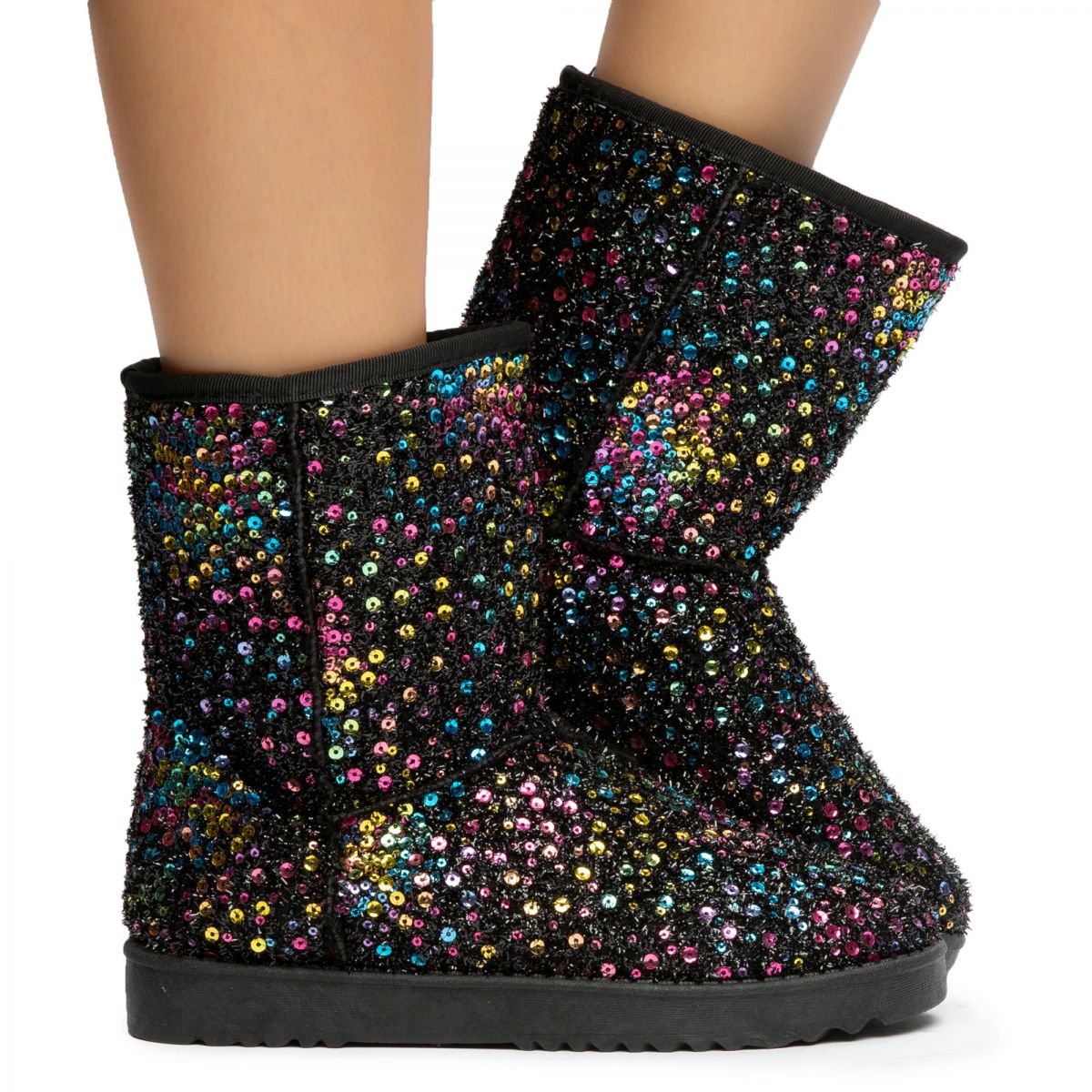 green sequin booties