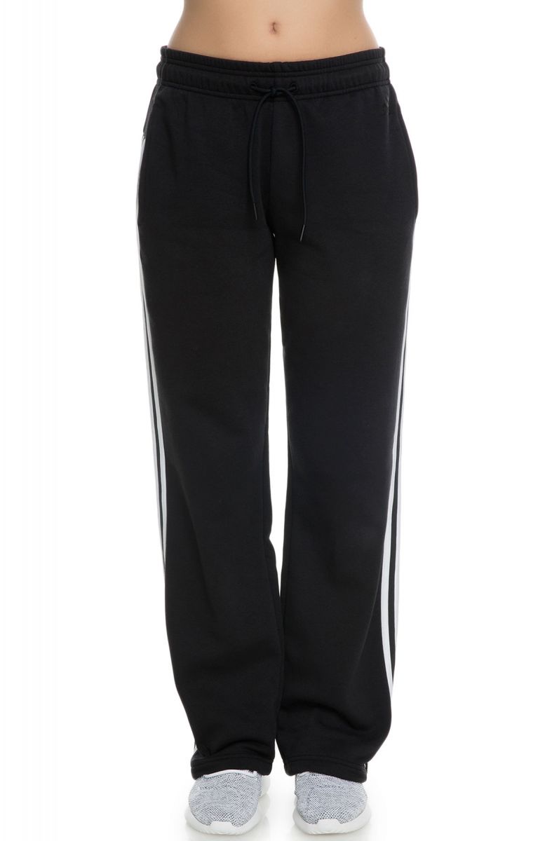 ADIDAS The Women's CO FL 3 Stripes Open Hem Pant in Black and White ...