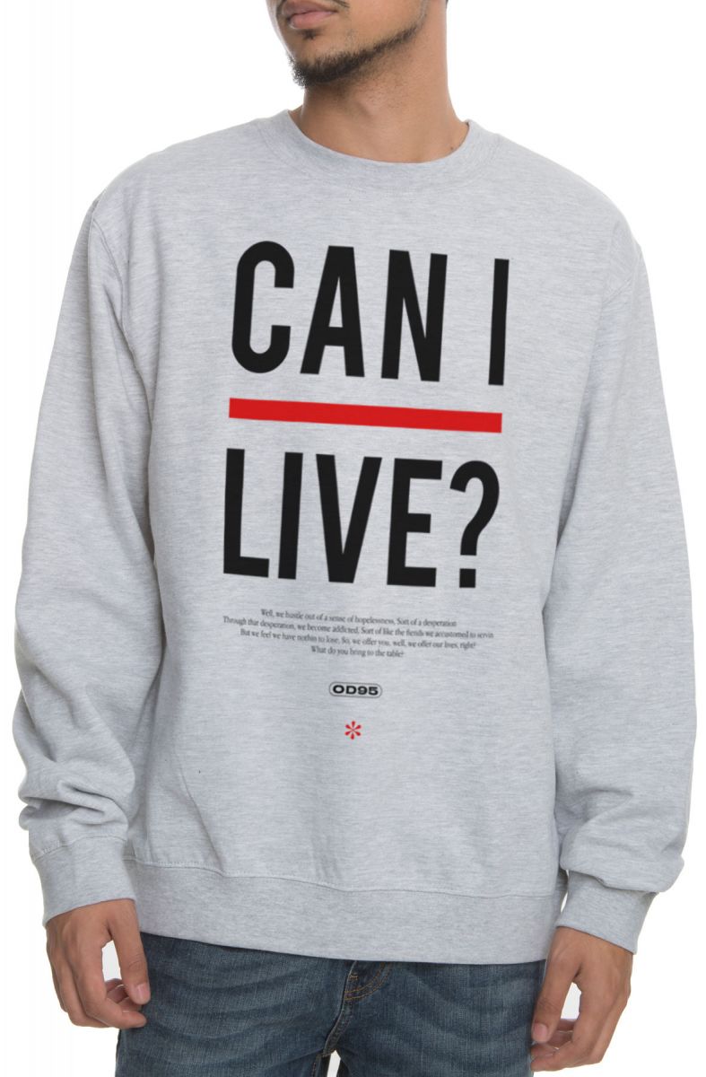 ONE DEGREE The Can I Live Crewneck Sweatshirt in Heather Grey SV