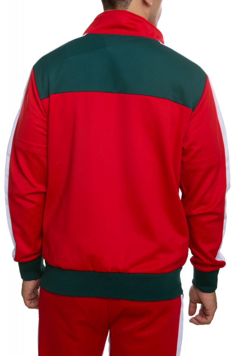 E STREET Green and Red Track Jacket with a White Stripe TP01 Karmaloop