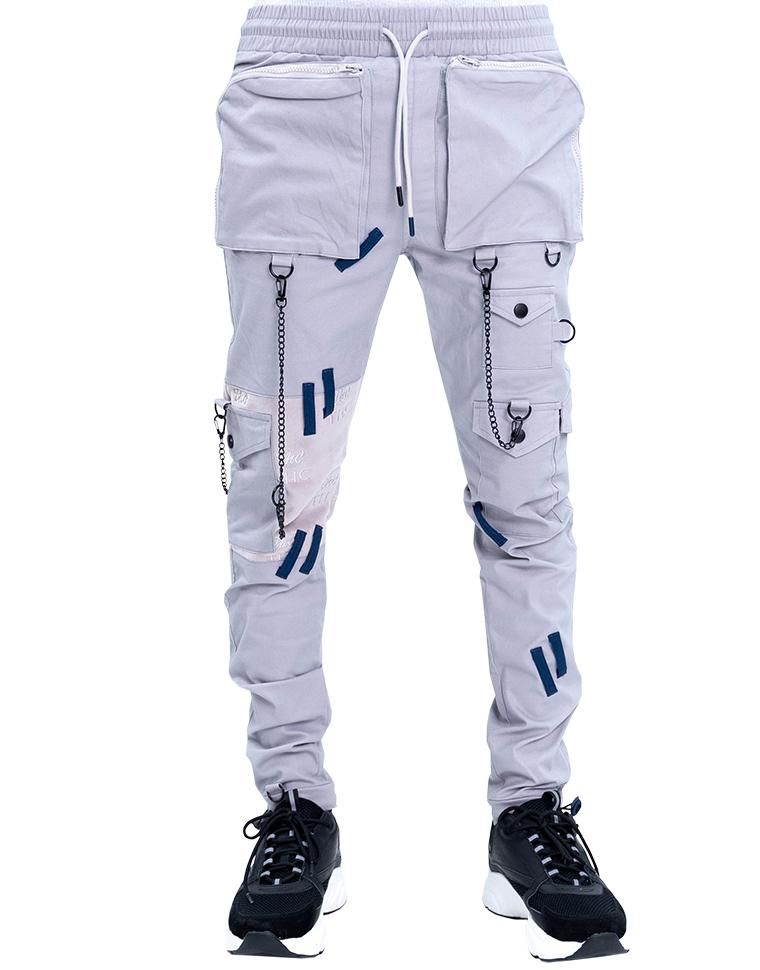 White cargo pants with on sale chain