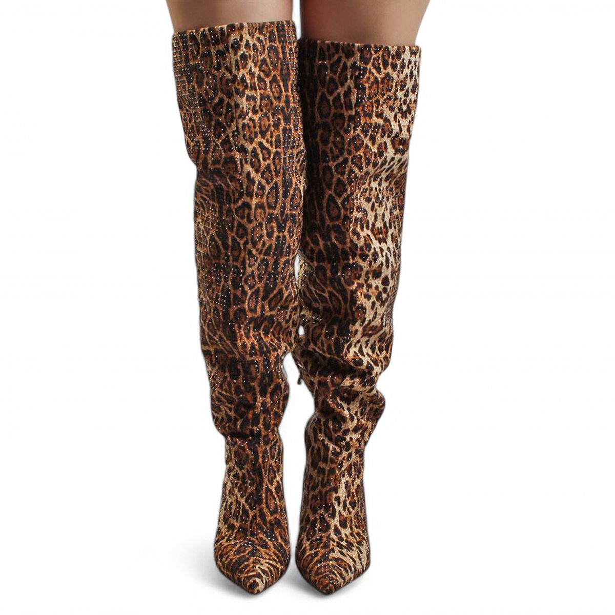 AZALEA WANG Adventurous Leopard Thigh High Boot ADVENTUROUS-MUL