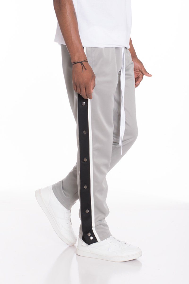 snap button track pants men's