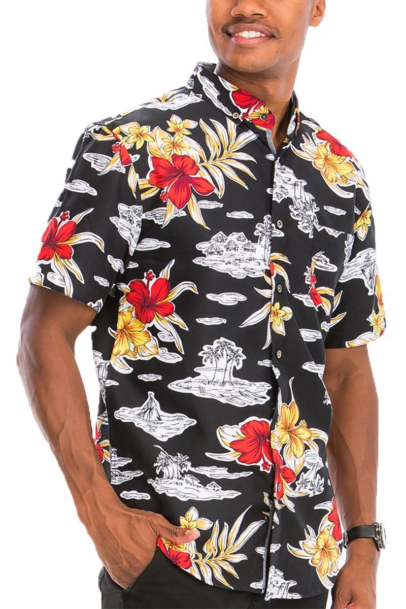 Weiv Hawaiian Print Button Down Shirt
