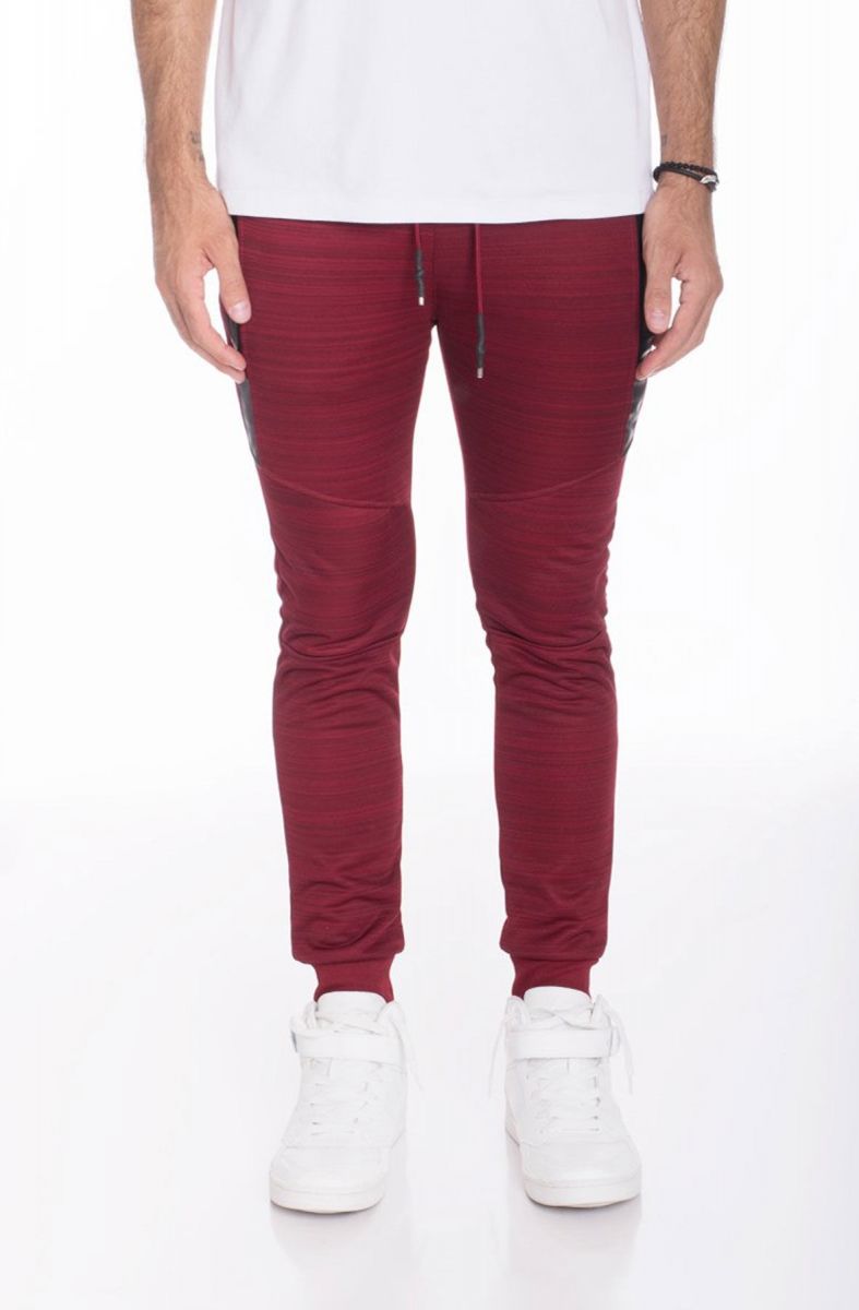 burgundy joggers mens