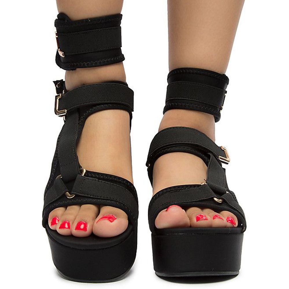 LILIANAS SHOES Barista-3 Wedge Sandals BARISTA-3/BKNP - Karmaloop