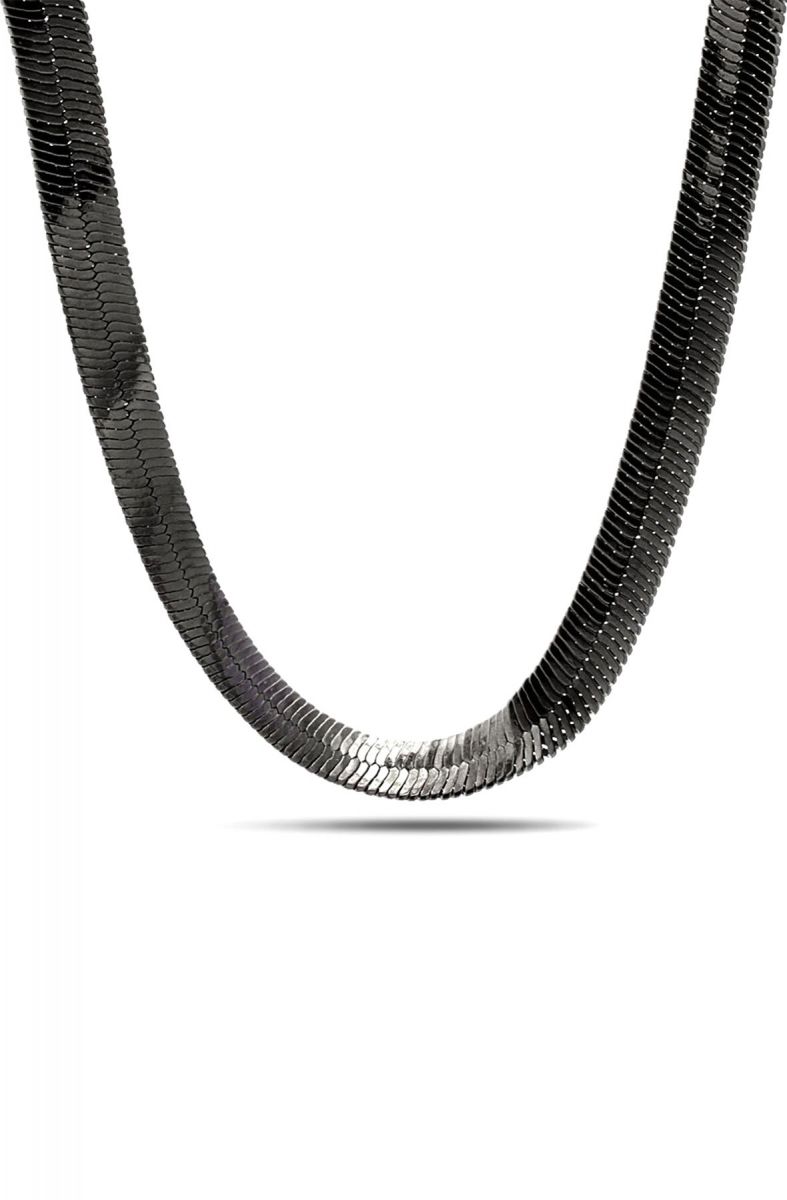 black herringbone necklace