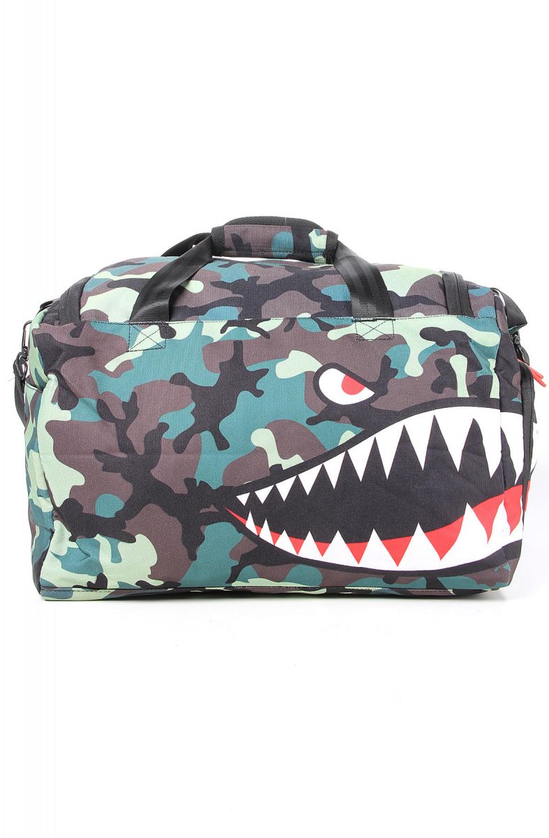 Sprayground Camo Money Shark Duffle Bag