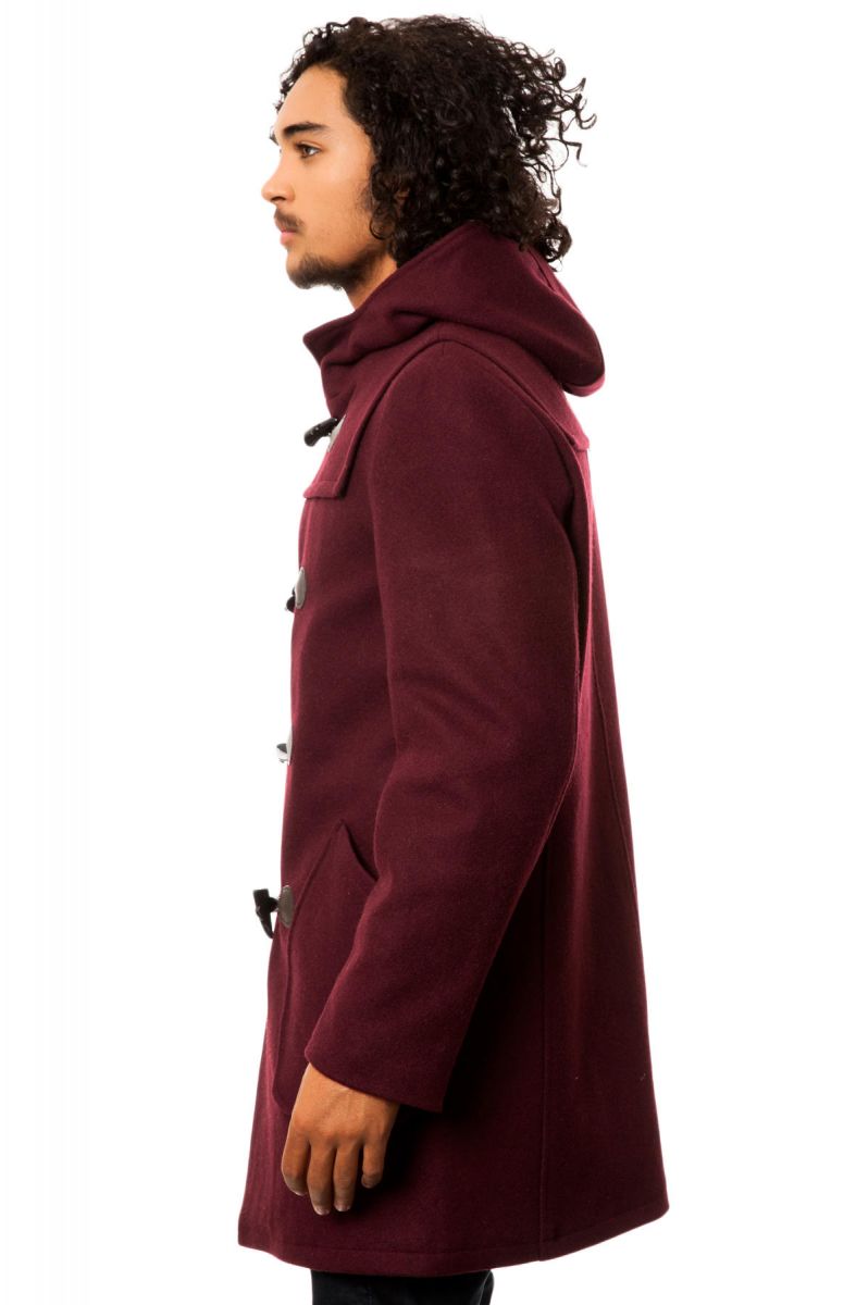 SCHOTT NYC The 24oz Duffle Coat in Burgundy DU748 BUR PLNDR