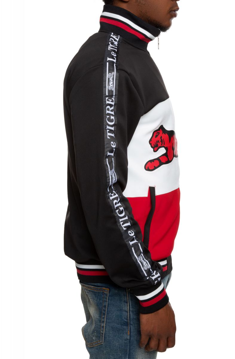 LE TIGRE CORP. Tri Color Track Jacket LT 42 BLK RED WHT PLNDR